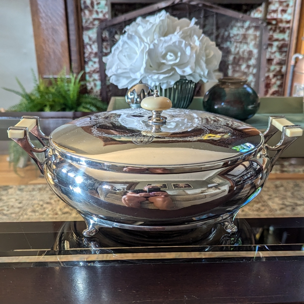 Art Deco Silver plated serving dish